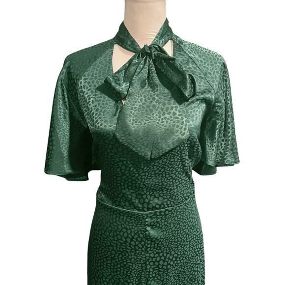 Julia Jordan plus size vintage inspired satin midi dress tie neck size 14 twee - Picture 6 of 13